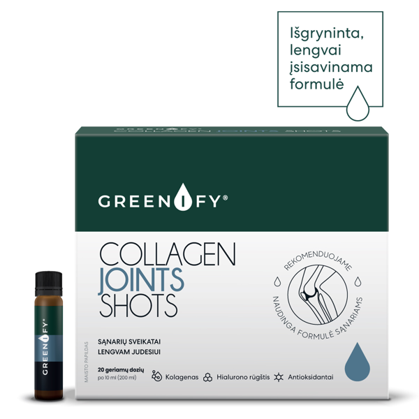 Greenify Collagen Joints Shots, sąnariams ir kremzlėms, 10 ml, N20 paveikslėlis Greenify Collagen Joints Shots, sąnariams ir kremzlėms, 10 ml, N20 paveikslėlis