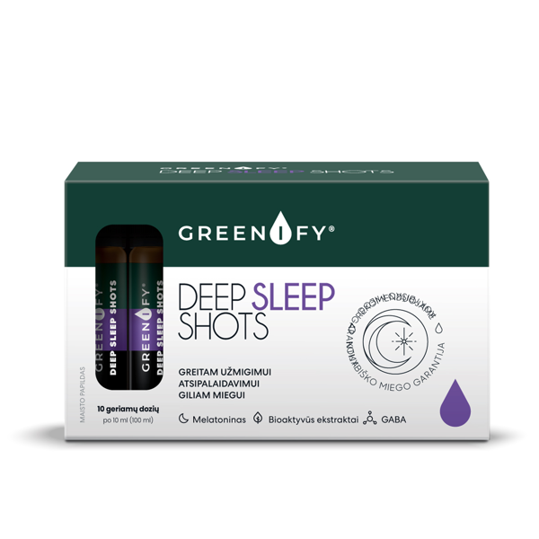 Greenify Deep Sleep Shots, kokybiškam miegui ir atsipalaidavimui, 10 ml, N10 paveikslėlis Greenify Deep Sleep Shots, kokybiškam miegui ir atsipalaidavimui, 10 ml, N10 paveikslėlis