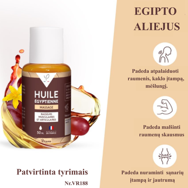 VITAVEA Egipto aliejus atpalaiduojančiam masažui, 50 ml. VITAVEA Egipto aliejus atpalaiduojančiam masažui, 50 ml.