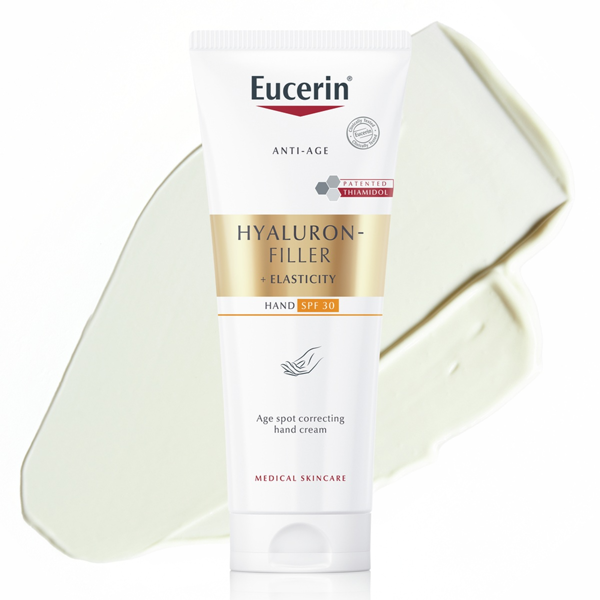 EUCERIN HYALURON-FILLER + ELASTICITY, rankų kremas su SPF30 paveikslėlis