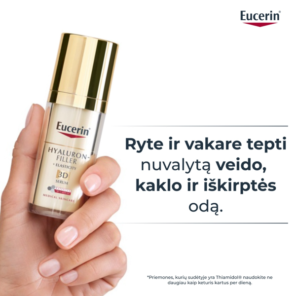 EUCERIN HYALURON-FILLER + ELASTICITY 3D, serumas, 30 ml paveikslėlis EUCERIN HYALURON-FILLER + ELASTICITY 3D, serumas, 30 ml paveikslėlis
