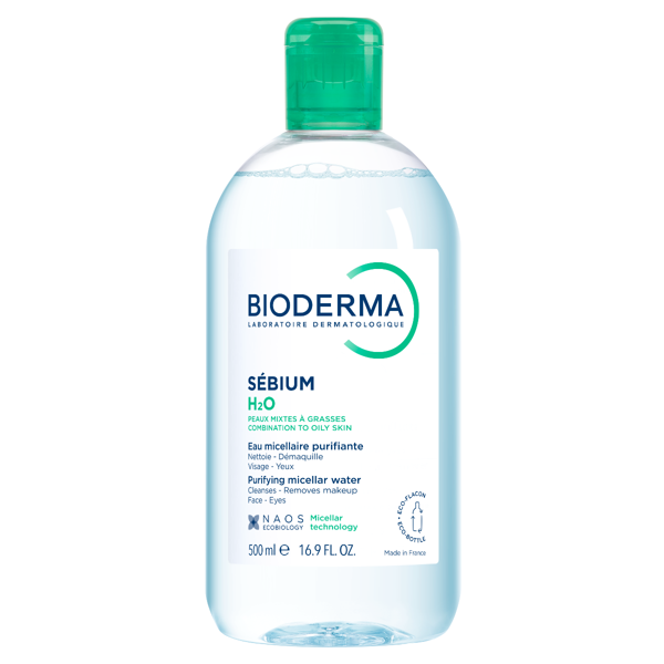 BIODERMA SEBIUM H2O, micelinis valomasis vanduo, 500 ml paveikslėlis BIODERMA SEBIUM H2O, micelinis valomasis vanduo, 500 ml paveikslėlis