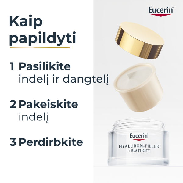 Eucerin Hyaluron-Filler + Elasticity, dieninis kremas, SPF 30, papildymas, 50ml paveikslėlis Eucerin Hyaluron-Filler + Elasticity, dieninis kremas, SPF 30, papildymas, 50ml paveikslėlis