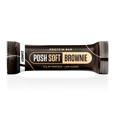 ICONFIT, POSH SOFT BROWNIE, baltyminis batonėlis, šokoladinio brownie, 40g, 1 vnt. paveikslėlis