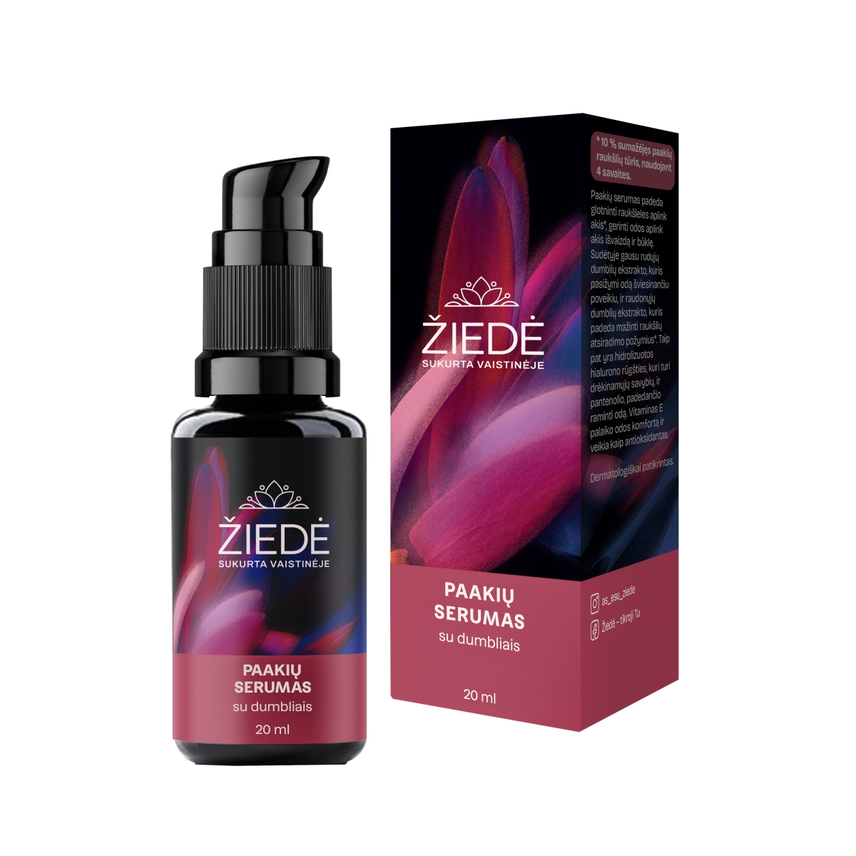 ŽIEDĖ, paakių serumas su dumbliais, 20ml