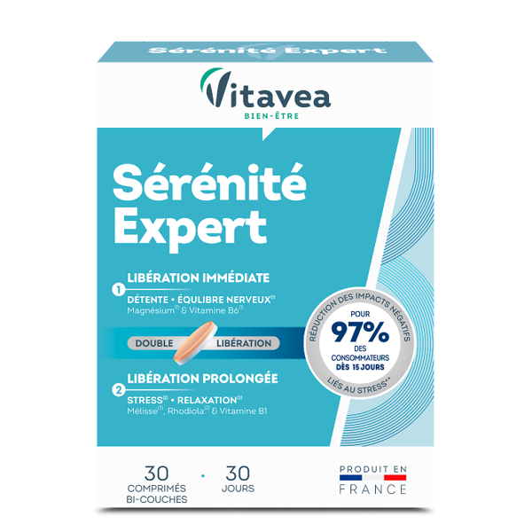 VITAVEA Serenite expert emocinei pusiausvyrai, 30 dviejų sluoksnių tablečių VITAVEA Serenite expert emocinei pusiausvyrai, 30 dviejų sluoksnių tablečių
