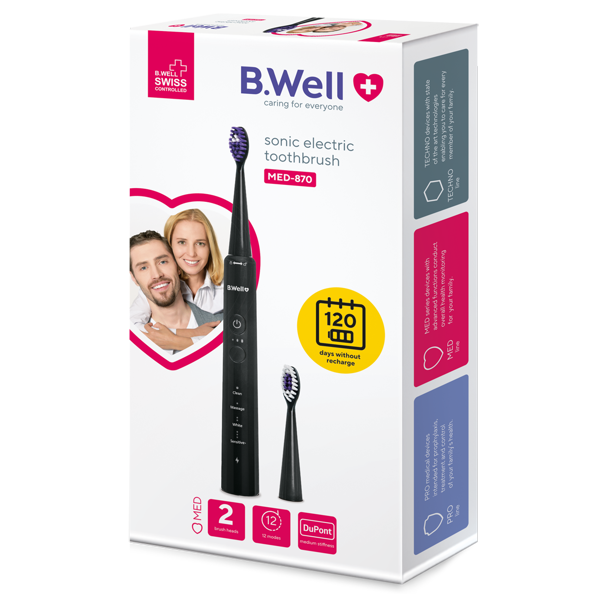 B.WELL MED 870 elektrinis dantų šepetėlis juodas N1 (B.Well Swiss AG) B.WELL MED 870 elektrinis dantų šepetėlis juodas N1 (B.Well Swiss AG)