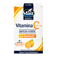 MATT Vitamina C 500 Difesa Forte, vitaminas C, 20 kramtomų tablečių