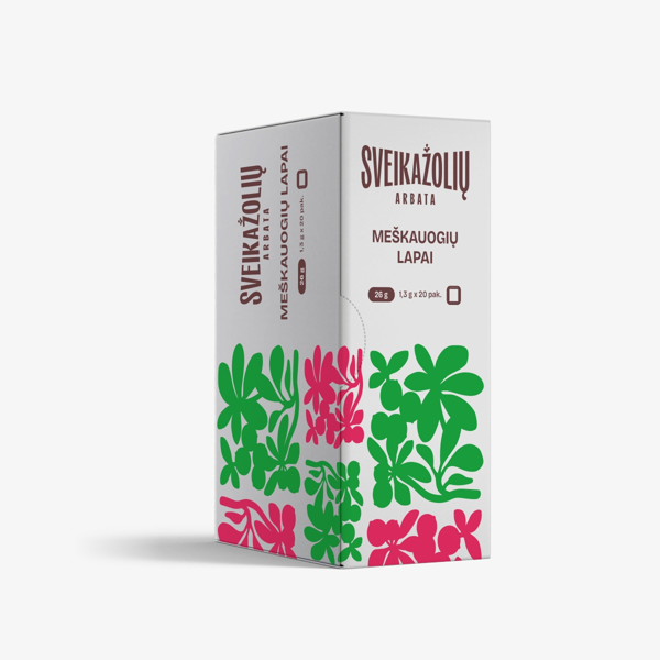 SVEIKAŽOLIŲ ARBATA MEŠKAUOGIŲ LAPAI, žolelių arbata, 1,3g, 20 vnt paveikslėlis