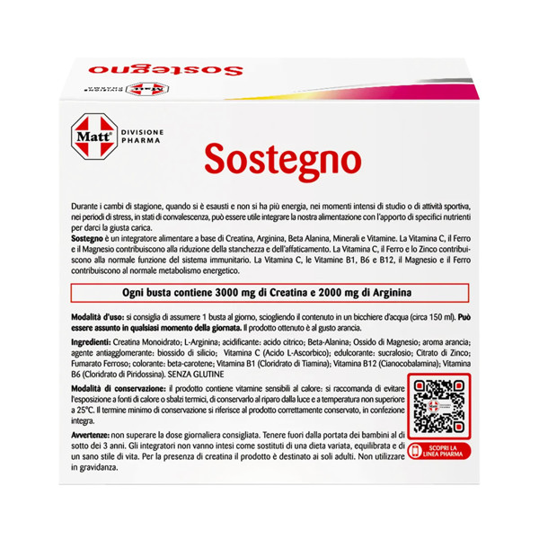 MATT DIVISIONE PHARMA Sostegno, energijai palaikyti, 20 pakelių