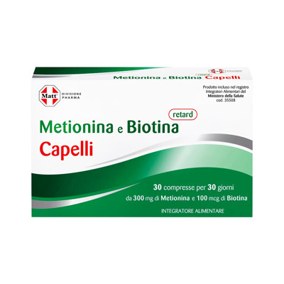 MATT DIVISIONE PHARMA Metionina e Biotina retard, plaukams, 30 tablečių