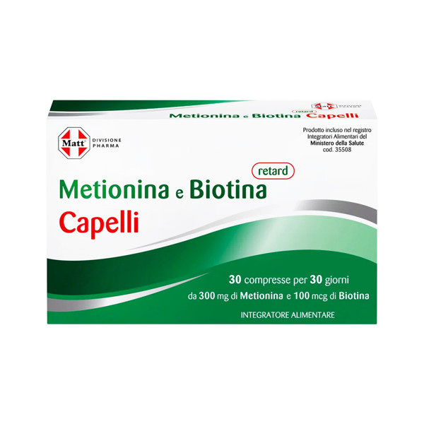 MATT DIVISIONE PHARMA Metionina e Biotina retard, plaukams, 30 tablečių