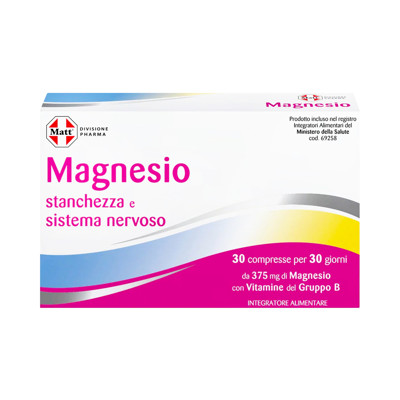 MATT DIVISIONE PHARMA Magnesio, magnis su vitaminais B1 ir B3, 30 tablečių