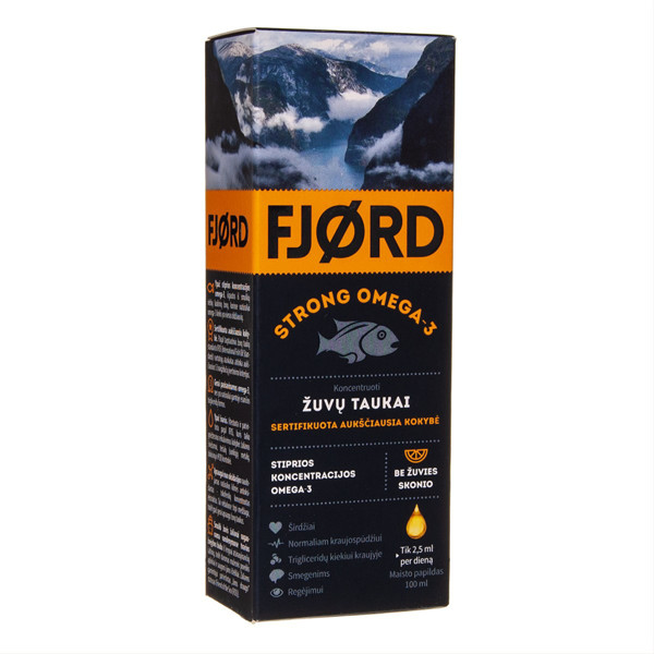 FJORD STRONG OMEGA-3, žuvų taukai, 100 ml paveikslėlis FJORD STRONG OMEGA-3, žuvų taukai, 100 ml paveikslėlis