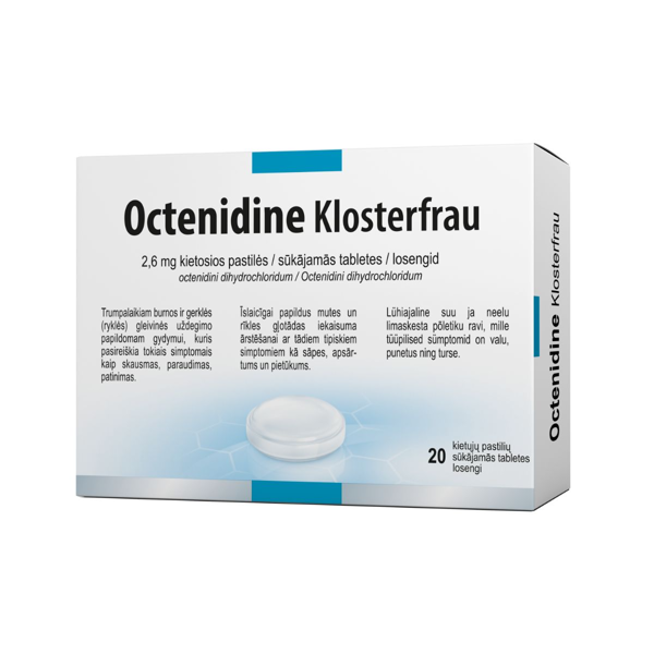 Octenidine Klosterfrau, kietosios pastilės, N20 paveikslėlis Octenidine Klosterfrau, kietosios pastilės, N20 paveikslėlis