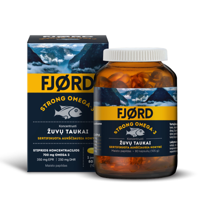FJORD STRONG OMEGA-3, žuvų taukai, 80 kapsulių paveikslėlis