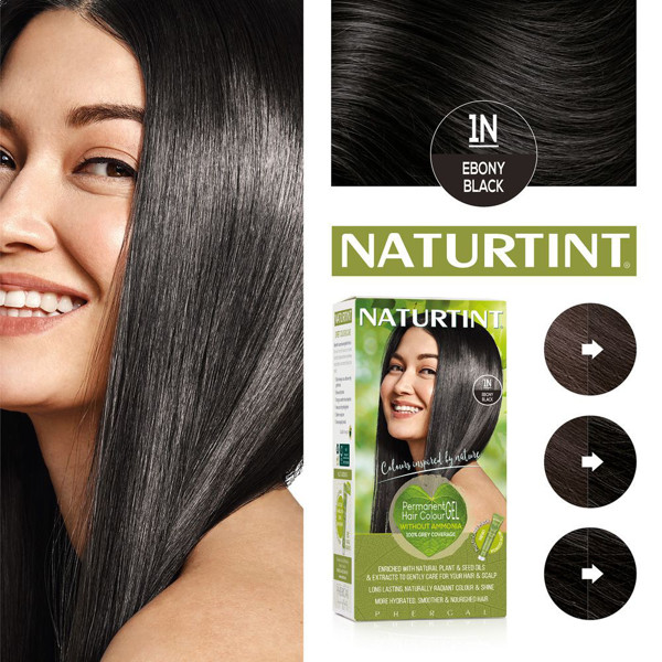 NATURTINT, ilgalaikiai plaukų dažai be amoniako, EBONY BLACK 1N, 170 ml NATURTINT, ilgalaikiai plaukų dažai be amoniako, EBONY BLACK 1N, 170 ml