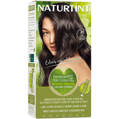 NATURTINT, ilgalaikiai plaukų dažai be amoniako, DARK CHESTNUT BROWN 3N, 170 ml