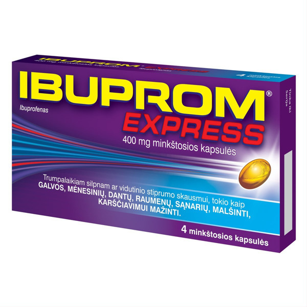 Ibuprom Express 400mg minkštos caps. N4 (US Pharmacia) paveikslėlis