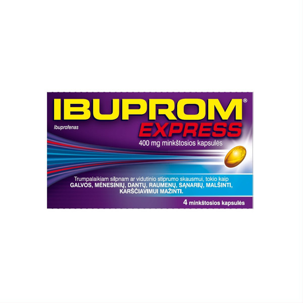 Ibuprom Express 400mg minkštos caps. N4 (US Pharmacia) paveikslėlis