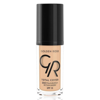 Golden Rose Total Cover 2in1 makiažo pagrindas ir maskuoklis 30ml, Nr. 02 Ivory