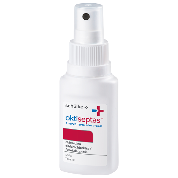OKTISEPTAS, 1 mg/20 mg/ml, odos tirpalas, 50 ml  paveikslėlis