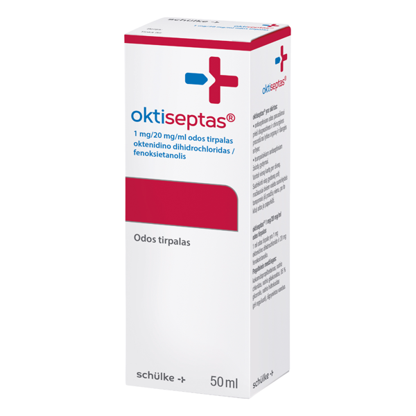 OKTISEPTAS, 1 mg/20 mg/ml, odos tirpalas, 50 ml  paveikslėlis