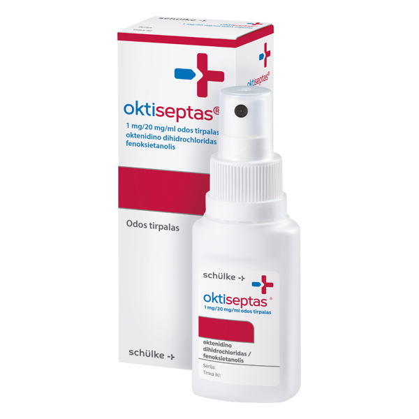 OKTISEPTAS, 1 mg/20 mg/ml, odos tirpalas, 50 ml  paveikslėlis
