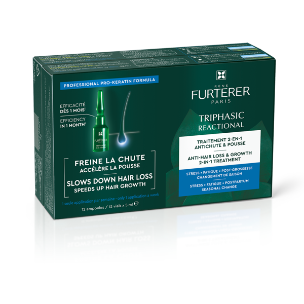 RENE FURTERER, TRIPHASIC, serumas reakciniam plaukų slinkimui, 2in1, 12x5 ml paveikslėlis RENE FURTERER, TRIPHASIC, serumas reakciniam plaukų slinkimui, 2in1, 12x5 ml paveikslėlis