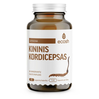 ECOSH KININIS KORDICEPSAS (Cordyceps), 500 mg, 90 kapsulių paveikslėlis