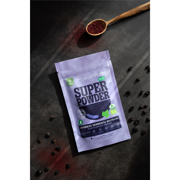 URBAN FOOD milteliai JUODŲJŲ SERBENTŲ MILTELIAI - EKOLOGIŠKI, 100 g