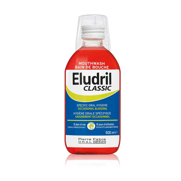 ELUDRIL CLASSIC, burnos skalavimo skystis, nuo 6 m., 500 ml paveikslėlis ELUDRIL CLASSIC, burnos skalavimo skystis, nuo 6 m., 500 ml paveikslėlis