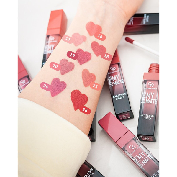 Golden Rose My Matte Liping skysti matiniai lūpų dažai 5ml, Nr. 18 Golden Rose My Matte Liping skysti matiniai lūpų dažai 5ml, Nr. 18