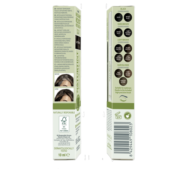 NATURTINT, Laikinas greitas spalvos atnaujinimas plaukų šaknims ir antakiams LIGHT BROWN, 10 ml NATURTINT, Laikinas greitas spalvos atnaujinimas plaukų šaknims ir antakiams LIGHT BROWN, 10 ml