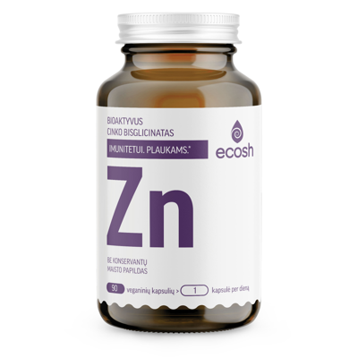 ECOSH bioaktyvus Cinkas, bisglicinatas 25mg, 90 kapsulių paveikslėlis