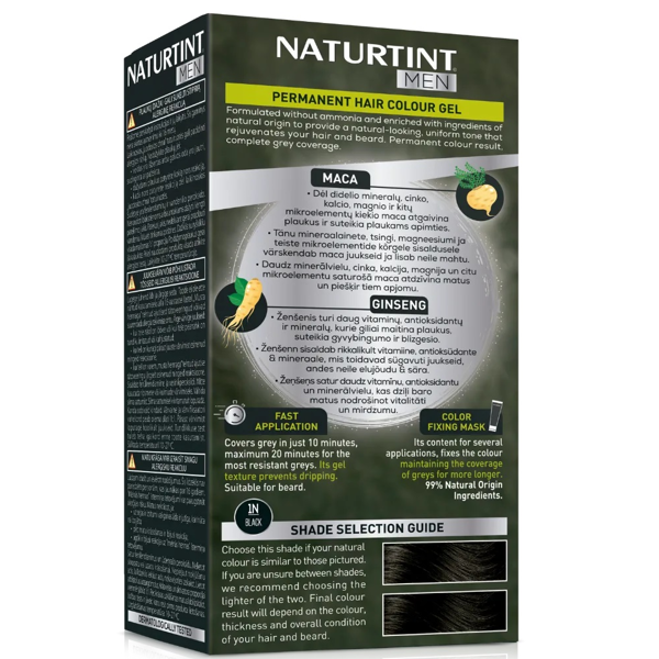 NATURTINT, Ilgalaikiai plaukų dažai be amoniako vyrams 1N BLACK, 150 ml NATURTINT, Ilgalaikiai plaukų dažai be amoniako vyrams 1N BLACK, 150 ml