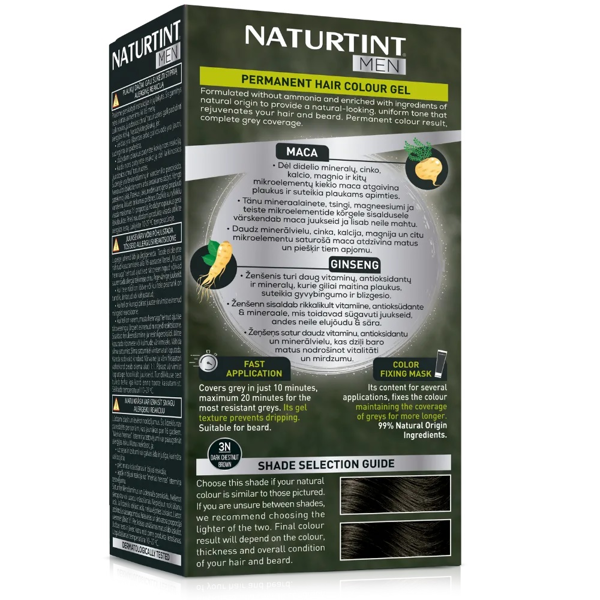 NATURTINT, Ilgalaikiai plaukų dažai be amoniako vyrams 3N DARK CHESTNUT BROWN, 150 ml NATURTINT, Ilgalaikiai plaukų dažai be amoniako vyrams 3N DARK CHESTNUT BROWN, 150 ml