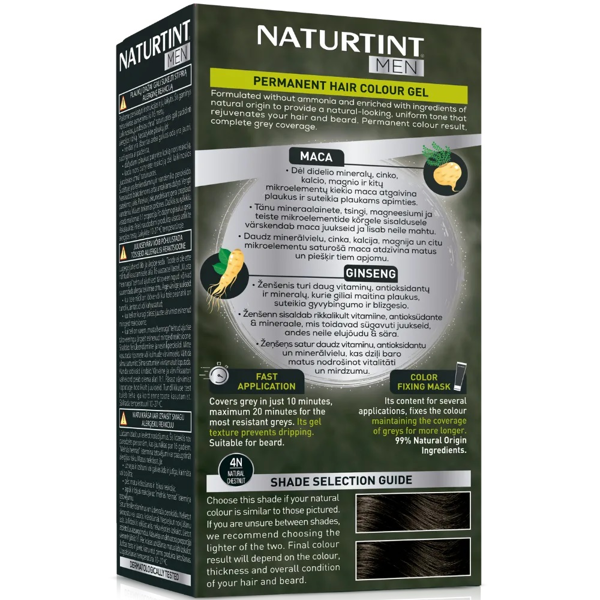 NATURTINT, Ilgalaikiai plaukų dažai be amoniako vyrams 4N NATURAL CHESTNUT, 150 ml NATURTINT, Ilgalaikiai plaukų dažai be amoniako vyrams 4N NATURAL CHESTNUT, 150 ml