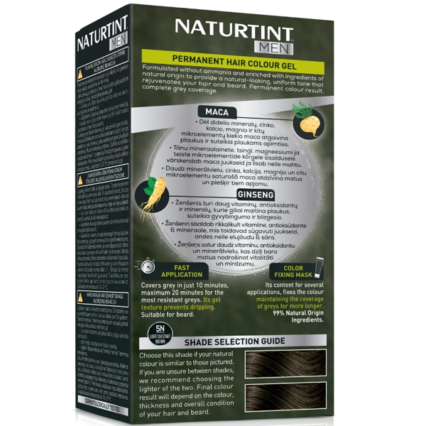 NATURTINT, Ilgalaikiai plaukų dažai be amoniako vyrams 5N LIGHT CHESTNUT BROWN, 150 ml NATURTINT, Ilgalaikiai plaukų dažai be amoniako vyrams 5N LIGHT CHESTNUT BROWN, 150 ml