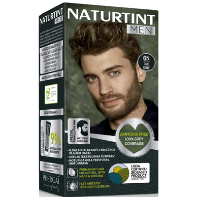 NATURTINT, Ilgalaikiai plaukų dažai be amoniako vyrams 6N DARK BLONDE, 150 ml