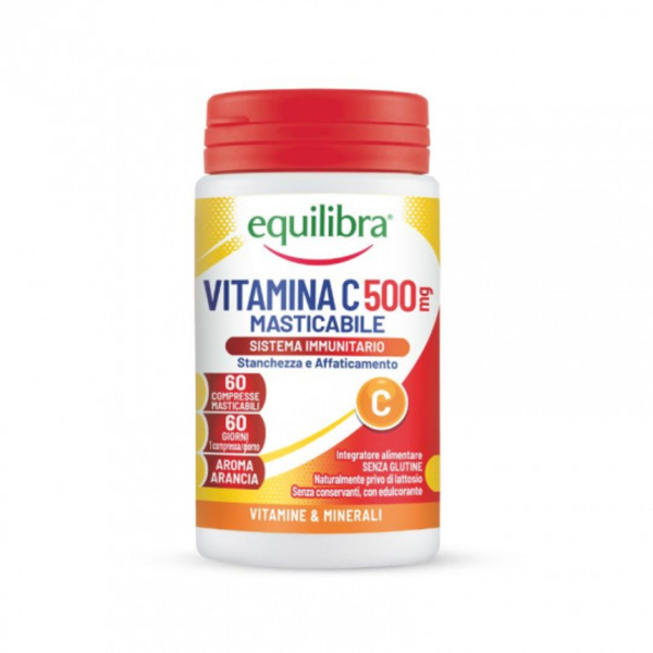 EQUILIBRA Vitaminas C 500 mg, 60 kramtomųjų tablečių paveikslėlis EQUILIBRA Vitaminas C 500 mg, 60 kramtomųjų tablečių paveikslėlis