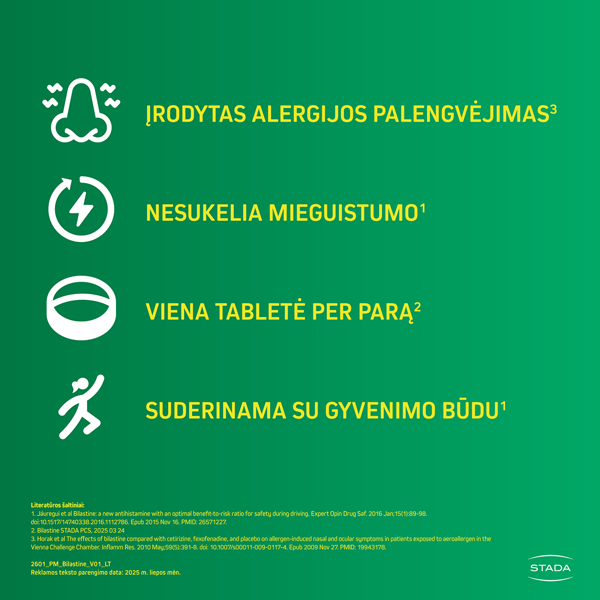 BILASTINE STADA, tabletės, 20mg, N10 paveikslėlis