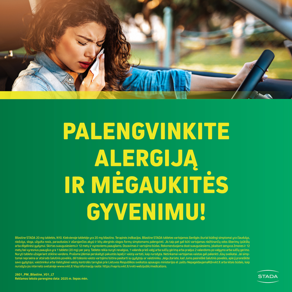 BILASTINE STADA, tabletės, 20mg, N10 paveikslėlis