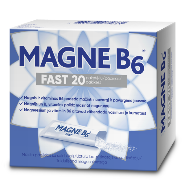 MAGNE B6 FAST, vienadoziai paketėliai, 20 vnt. paveikslėlis