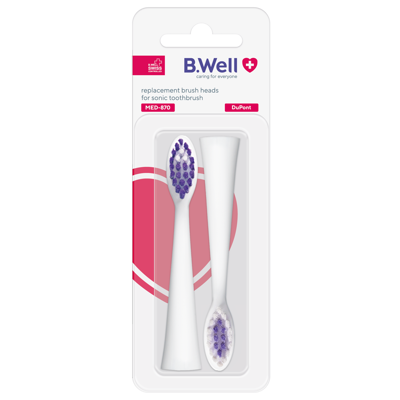Dantų šepetėlio B.Well PRO-850 valymo galvutės, Balta, 2vnt