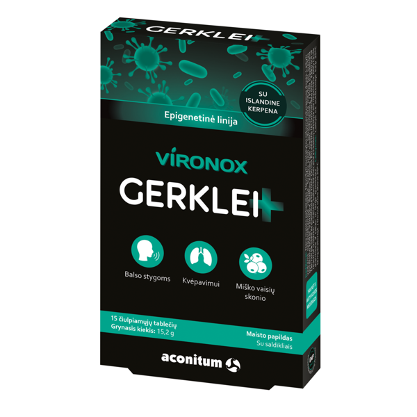 VIRONOX GERKLEI + , 15 čiulpiamųjų tablečių paveikslėlis
