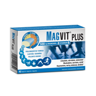 MAGVIT PLUS, 500 mg magnio ir 8 B grupės vitaminai, 42 tabletės paveikslėlis MAGVIT PLUS, 500 mg magnio ir 8 B grupės vitaminai, 42 tabletės paveikslėlis