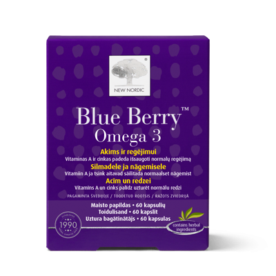 NEW NORDIC BLUE BERRY OMEGA 3, 60 kapsulių paveikslėlis