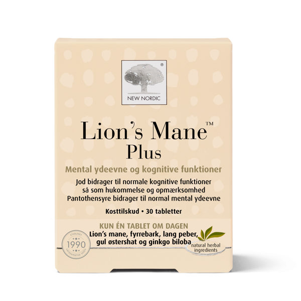 NEW NORDIC, Lion's Mane Plus, 30 tablečių, paveikslėlis NEW NORDIC, Lion's Mane Plus, 30 tablečių, paveikslėlis