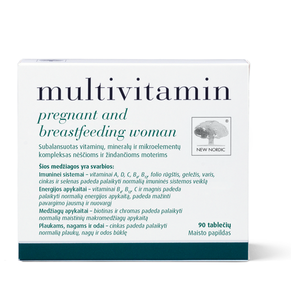 NEW NORDIC MULTIVITAMIN PREGNANT AND BREASTFEEDING WOMAN, multivitaminai nėščioms ir maitinančioms, 90 tablečių paveikslėlis
